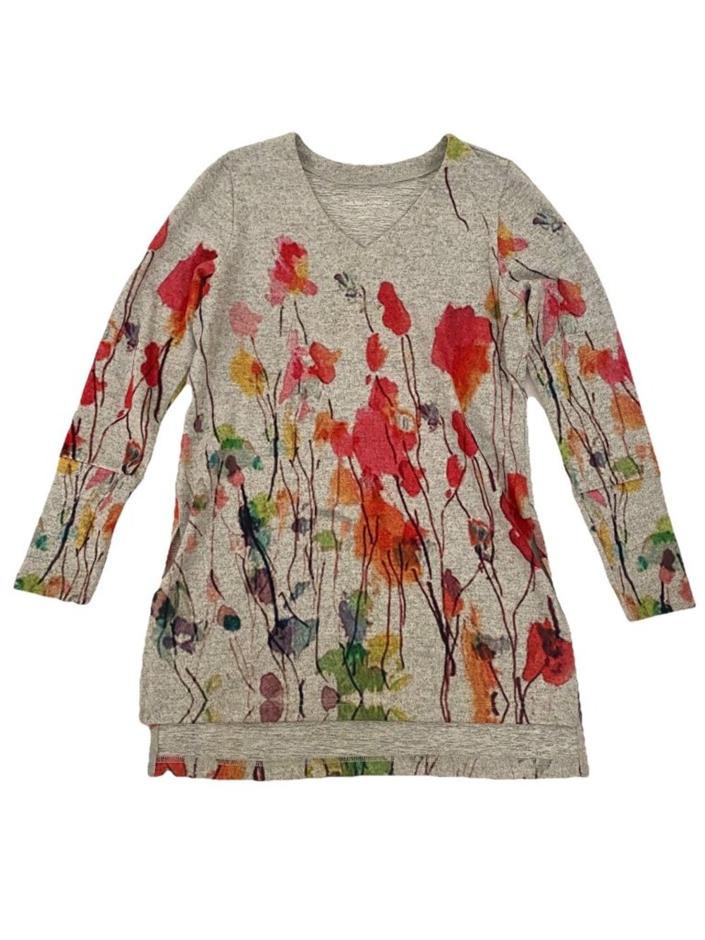 Soft Surroundings Grey Floral Tunic Petite XS See Photos For Measurements